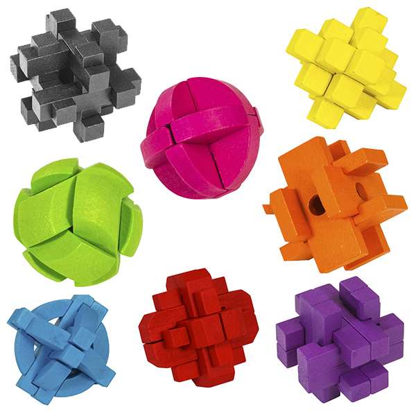 SET OF EIGHT COLOUR BLOCK PUZZLES